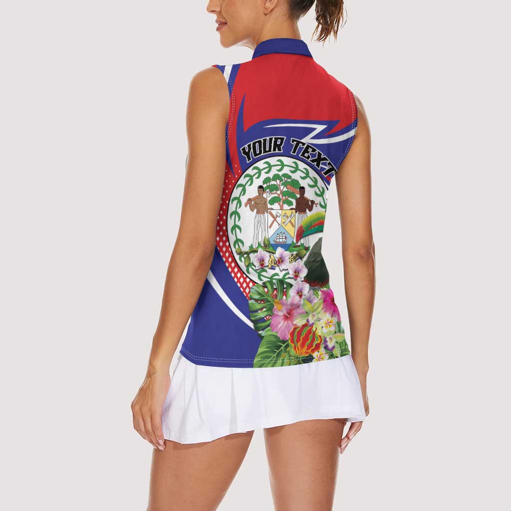 Personalized Belize Toucan Women Sleeveless Polo Shirt Sub umbra floreo