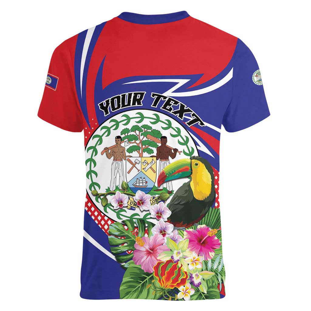 Personalized Belize Toucan Women V-Neck T-Shirt Sub umbra floreo