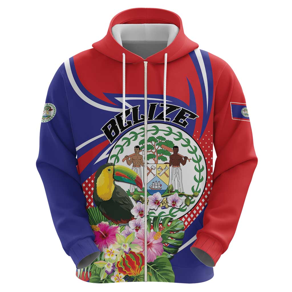 Personalized Belize Toucan Zip Hoodie Sub umbra floreo