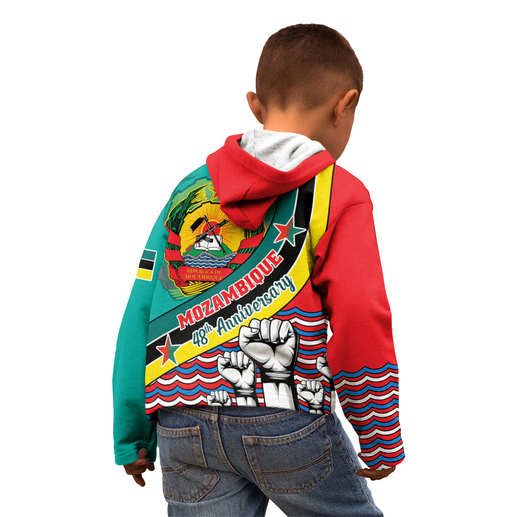 Mozambique Independence Day Kid Hoodie Mozambiki Emblem Happy 48th Anniversary - Wonder Print Shop