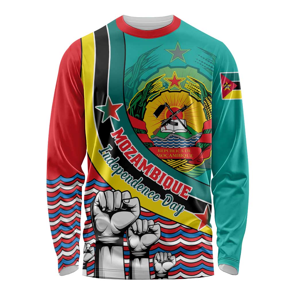 Mozambique Independence Day Long Sleeve Shirt Mozambiki Emblem Happy 48th Anniversary LT01