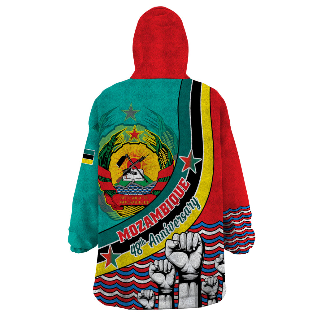 Mozambique Independence Day Wearable Blanket Hoodie Mozambiki Emblem Happy 48th Anniversary - Wonder Print Shop