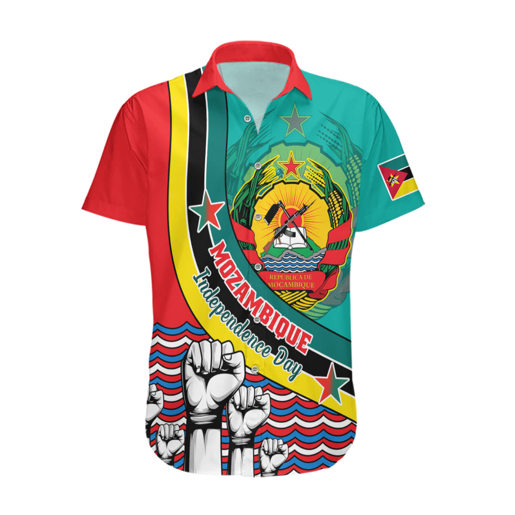 Personalised Mozambique Independence Day Hawaiian Shirt Mozambiki Emblem Happy 48th Anniversary - Wonder Print Shop