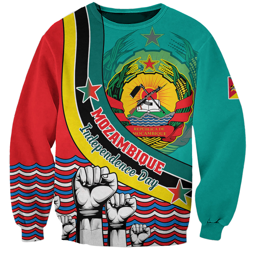Personalised Mozambique Independence Day Sweatshirt Mozambiki Emblem Happy 48th Anniversary - Wonder Print Shop