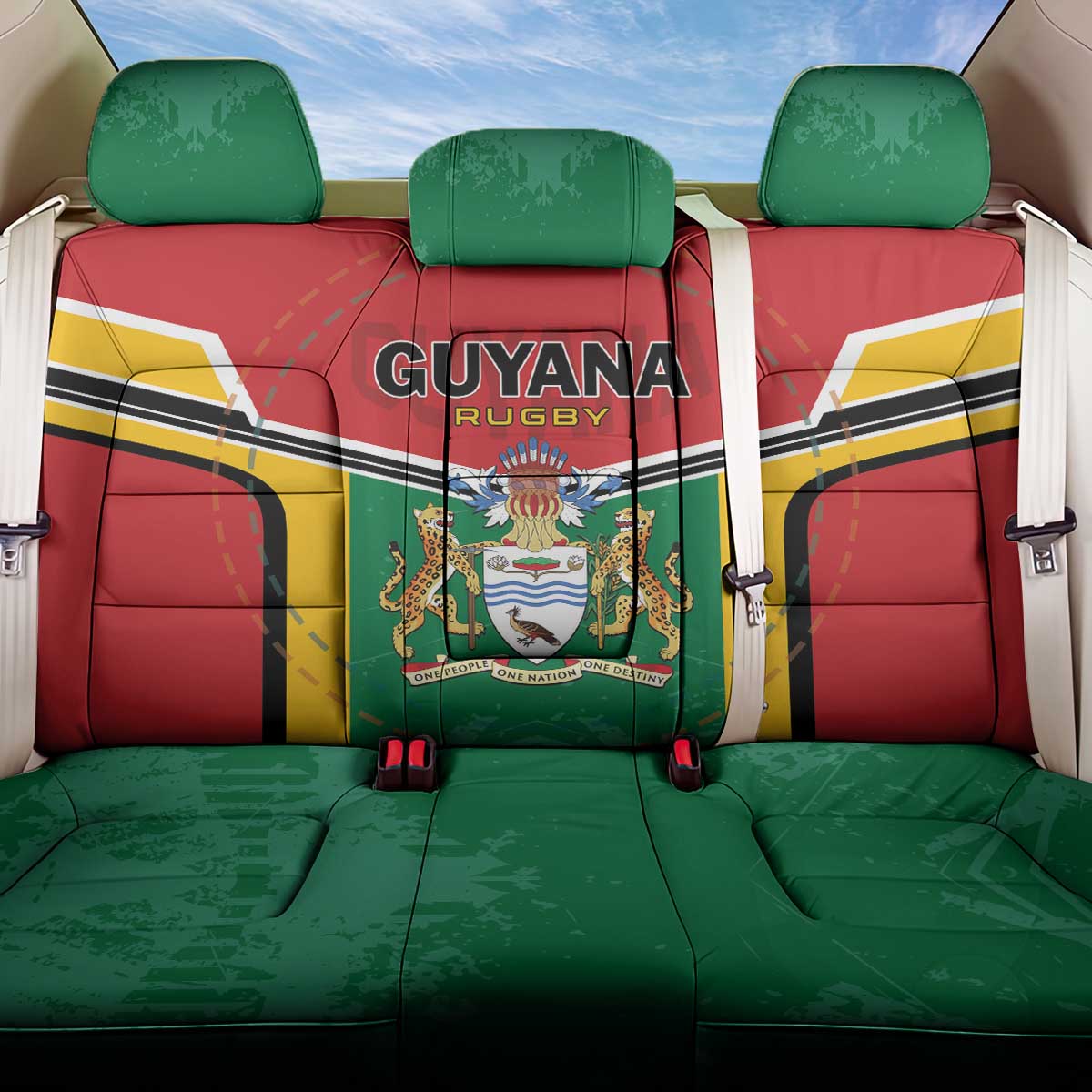 Rugby Guyana Back Car Seat Cover Guyana Warriors Go Champions - Wonder Print Shop