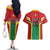 Custom Rugby Guyana Couples Matching Off The Shoulder Long Sleeve Dress and Hawaiian Shirt Guyana Warriors Go Champions - Wonder Print Shop