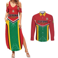 Custom Rugby Guyana Couples Matching Summer Maxi Dress and Long Sleeve Button Shirt Guyana Warriors Go Champions - Wonder Print Shop