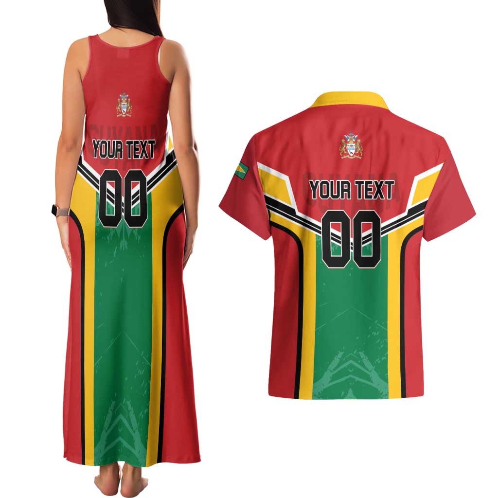 Custom Rugby Guyana Couples Matching Tank Maxi Dress and Hawaiian Shirt Guyana Warriors Go Champions - Wonder Print Shop