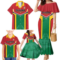 Custom Rugby Guyana Family Matching Mermaid Dress and Hawaiian Shirt Guyana Warriors Go Champions - Wonder Print Shop