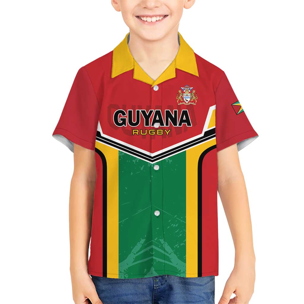 Custom Rugby Guyana Family Matching Off Shoulder Short Dress and Hawaiian Shirt Guyana Warriors Go Champions - Wonder Print Shop