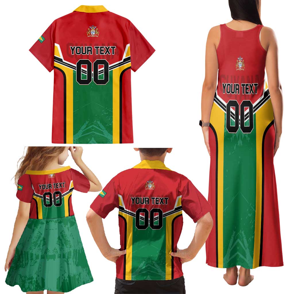 Custom Rugby Guyana Family Matching Tank Maxi Dress and Hawaiian Shirt Guyana Warriors Go Champions - Wonder Print Shop