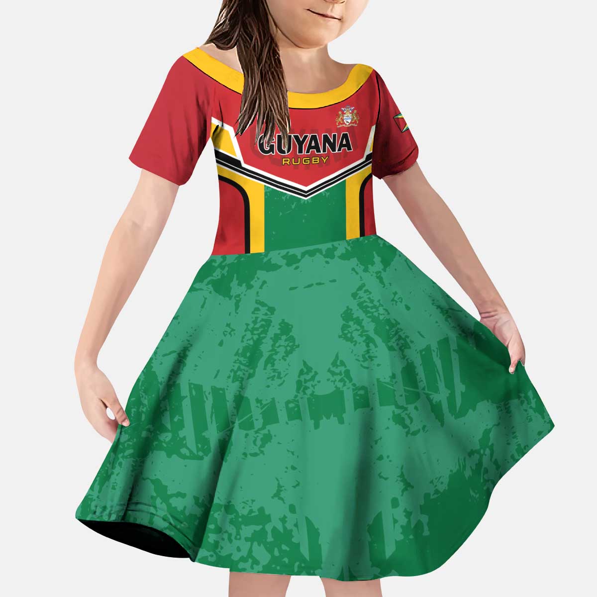 Custom Rugby Guyana Kid Short Sleeve Dress Guyana Warriors Go Champions - Wonder Print Shop