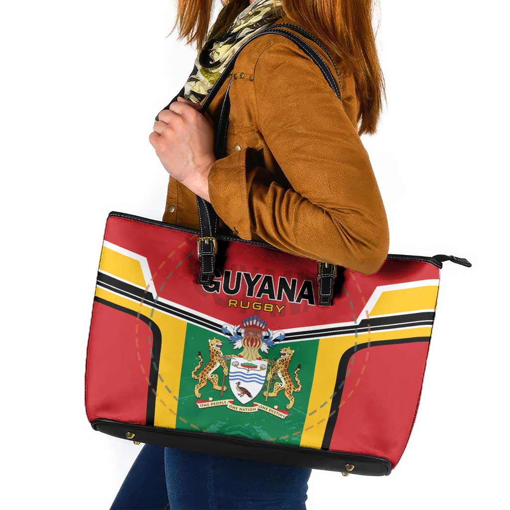 Rugby Guyana Leather Tote Bag Guyana Warriors Go Champions - Wonder Print Shop