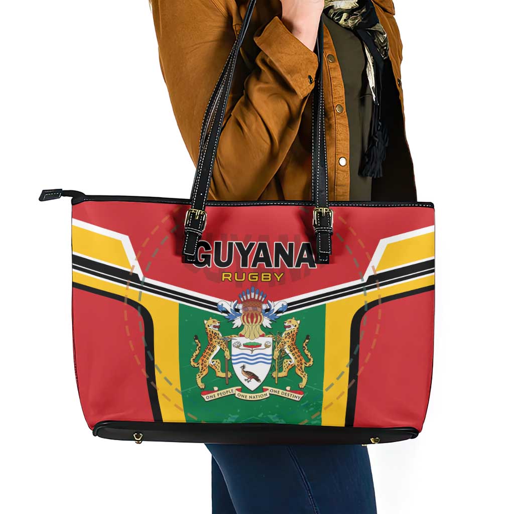 Rugby Guyana Leather Tote Bag Guyana Warriors Go Champions - Wonder Print Shop