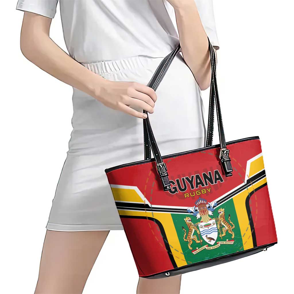 Rugby Guyana Leather Tote Bag Guyana Warriors Go Champions - Wonder Print Shop