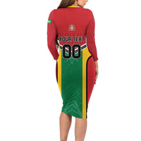 Custom Rugby Guyana Long Sleeve Bodycon Dress Guyana Warriors Go Champions - Wonder Print Shop