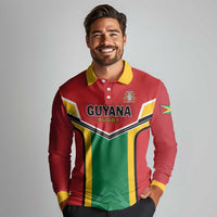 Custom Rugby Guyana Long Sleeve Polo Shirt Guyana Warriors Go Champions - Wonder Print Shop