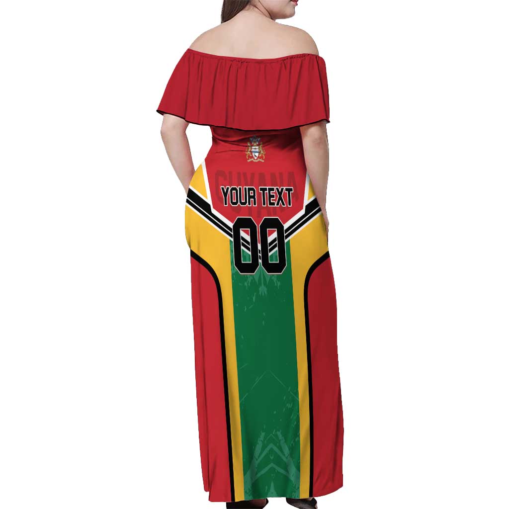 Custom Rugby Guyana Off Shoulder Maxi Dress Guyana Warriors Go Champions - Wonder Print Shop