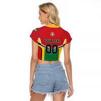 Custom Rugby Guyana Raglan Cropped T Shirt Guyana Warriors Go Champions - Wonder Print Shop