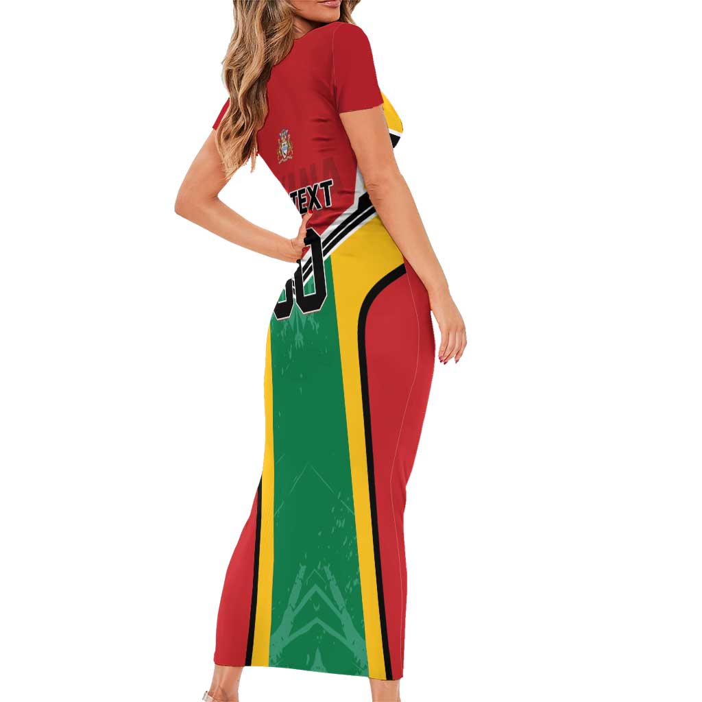 Custom Rugby Guyana Short Sleeve Bodycon Dress Guyana Warriors Go Champions - Wonder Print Shop