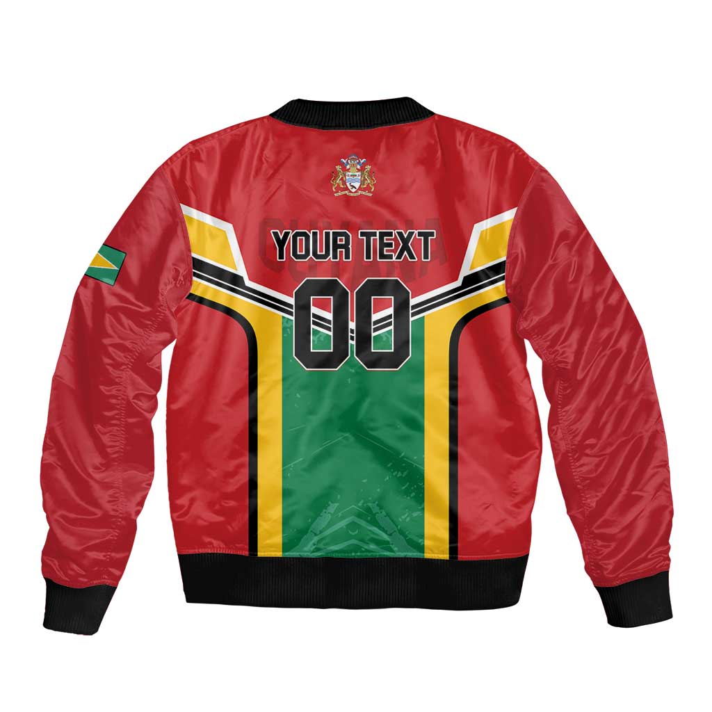 Custom Rugby Guyana Sleeve Zip Bomber Jacket Guyana Warriors Go Champions - Wonder Print Shop