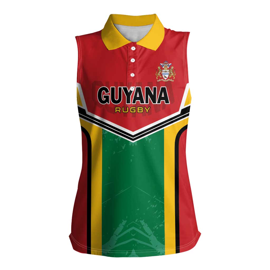 Custom Rugby Guyana Women Sleeveless Polo Shirt Guyana Warriors Go Champions - Wonder Print Shop