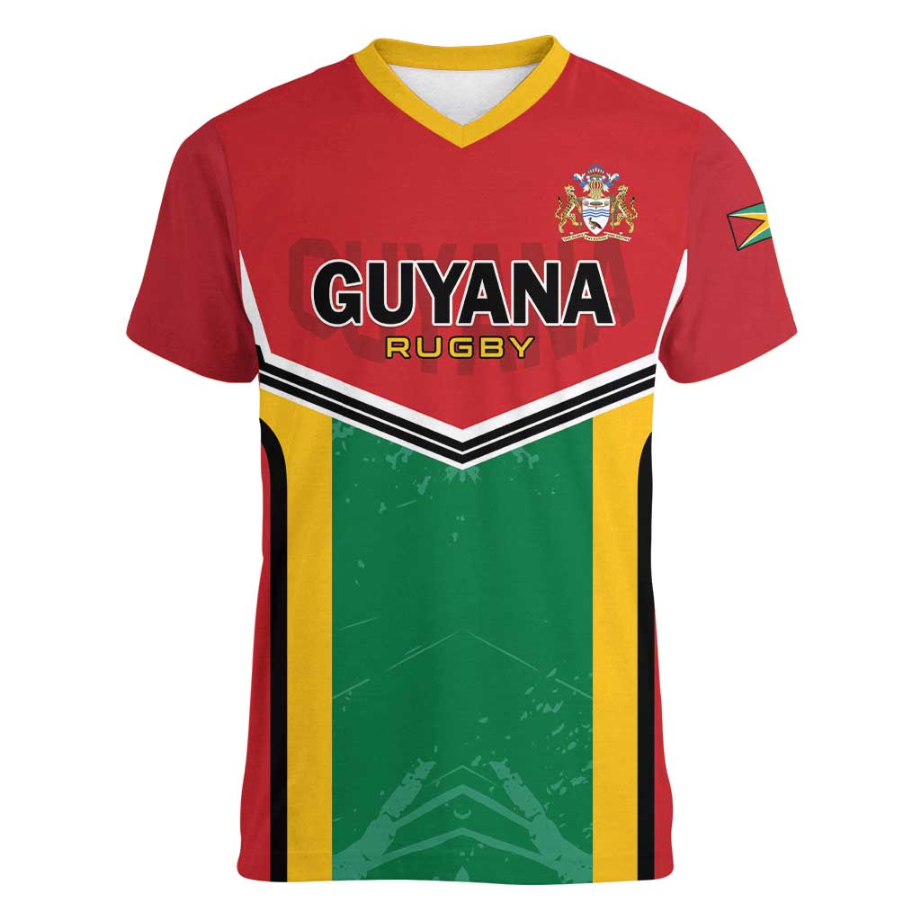 Custom Rugby Guyana Women V-Neck T-Shirt Guyana Warriors Go Champions - Wonder Print Shop