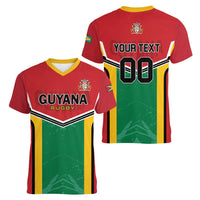 Custom Rugby Guyana Women V-Neck T-Shirt Guyana Warriors Go Champions - Wonder Print Shop