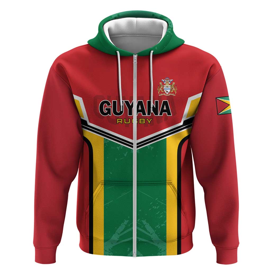 Custom Rugby Guyana Zip Hoodie Guyana Warriors Go Champions - Wonder Print Shop