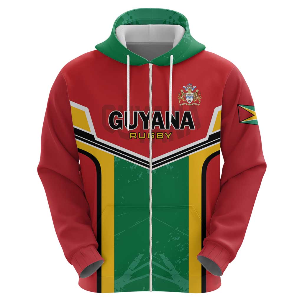 Custom Rugby Guyana Zip Hoodie Guyana Warriors Go Champions - Wonder Print Shop