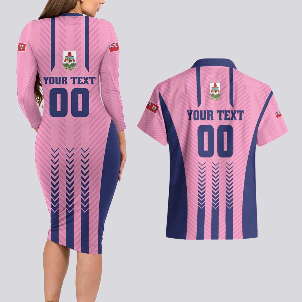 Custom Football Bermuda Couples Matching Long Sleeve Bodycon Dress and Hawaiian Shirt Gombey Warriors Go Champions - Wonder Print Shop