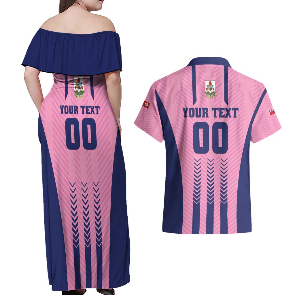 Custom Football Bermuda Couples Matching Off Shoulder Maxi Dress and Hawaiian Shirt Gombey Warriors Go Champions - Wonder Print Shop