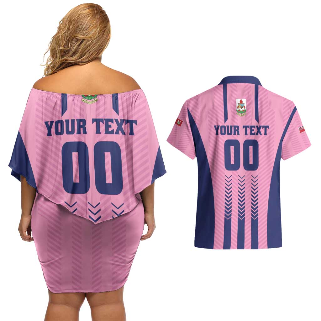 Custom Football Bermuda Couples Matching Off Shoulder Short Dress and Hawaiian Shirt Gombey Warriors Go Champions - Wonder Print Shop