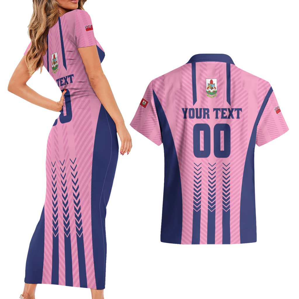 Custom Football Bermuda Couples Matching Short Sleeve Bodycon Dress and Hawaiian Shirt Gombey Warriors Go Champions - Wonder Print Shop