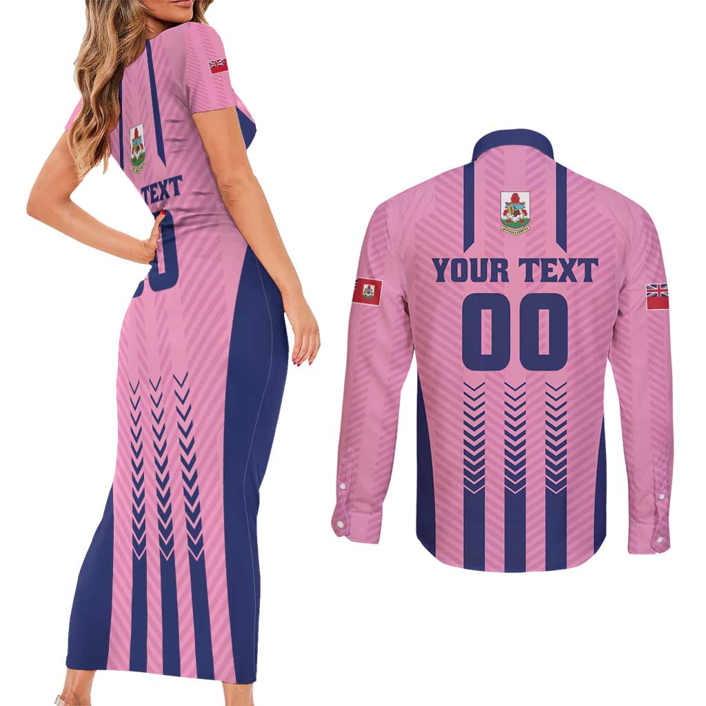 Custom Football Bermuda Couples Matching Short Sleeve Bodycon Dress and Long Sleeve Button Shirt Gombey Warriors Go Champions - Wonder Print Shop