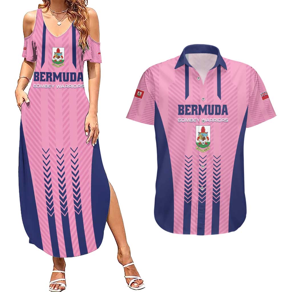 Custom Football Bermuda Couples Matching Summer Maxi Dress and Hawaiian Shirt Gombey Warriors Go Champions - Wonder Print Shop