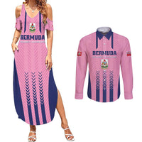 Custom Football Bermuda Couples Matching Summer Maxi Dress and Long Sleeve Button Shirt Gombey Warriors Go Champions - Wonder Print Shop