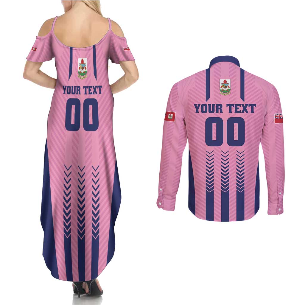 Custom Football Bermuda Couples Matching Summer Maxi Dress and Long Sleeve Button Shirt Gombey Warriors Go Champions - Wonder Print Shop