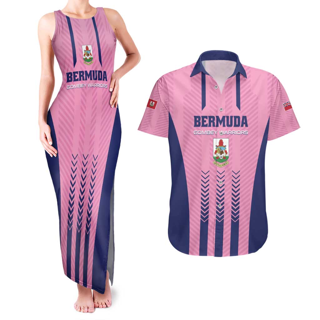 Custom Football Bermuda Couples Matching Tank Maxi Dress and Hawaiian Shirt Gombey Warriors Go Champions - Wonder Print Shop