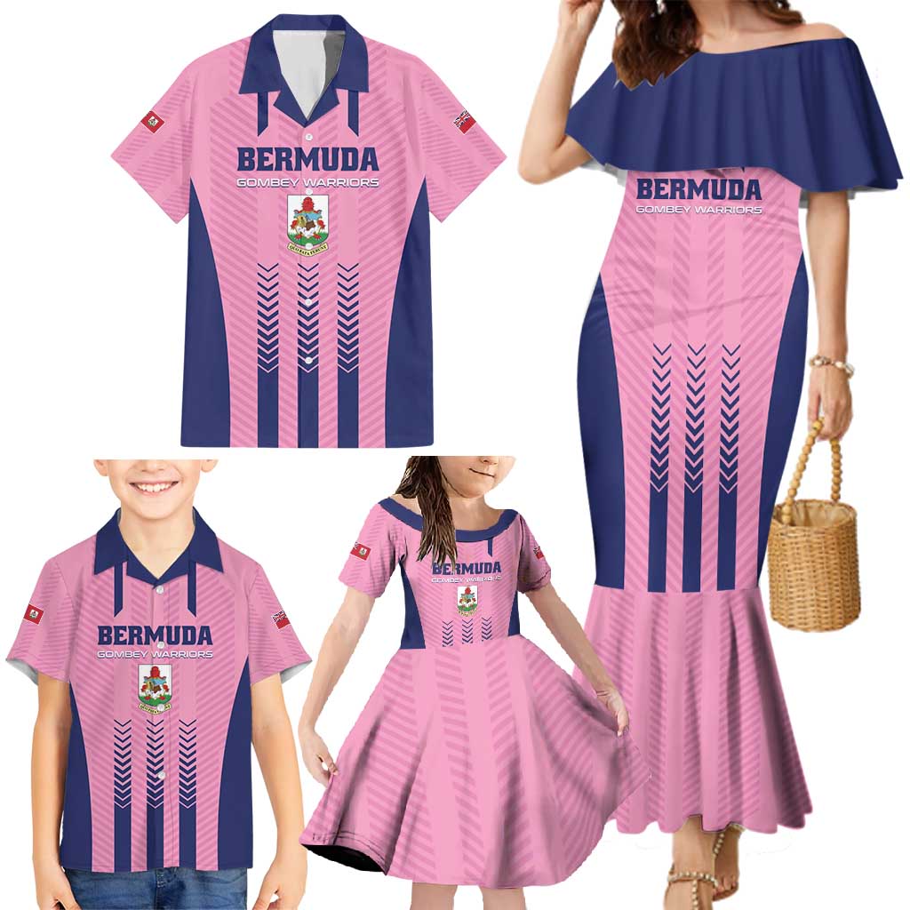 Custom Football Bermuda Family Matching Mermaid Dress and Hawaiian Shirt Gombey Warriors Go Champions - Wonder Print Shop