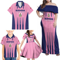 Custom Football Bermuda Family Matching Off Shoulder Maxi Dress and Hawaiian Shirt Gombey Warriors Go Champions - Wonder Print Shop