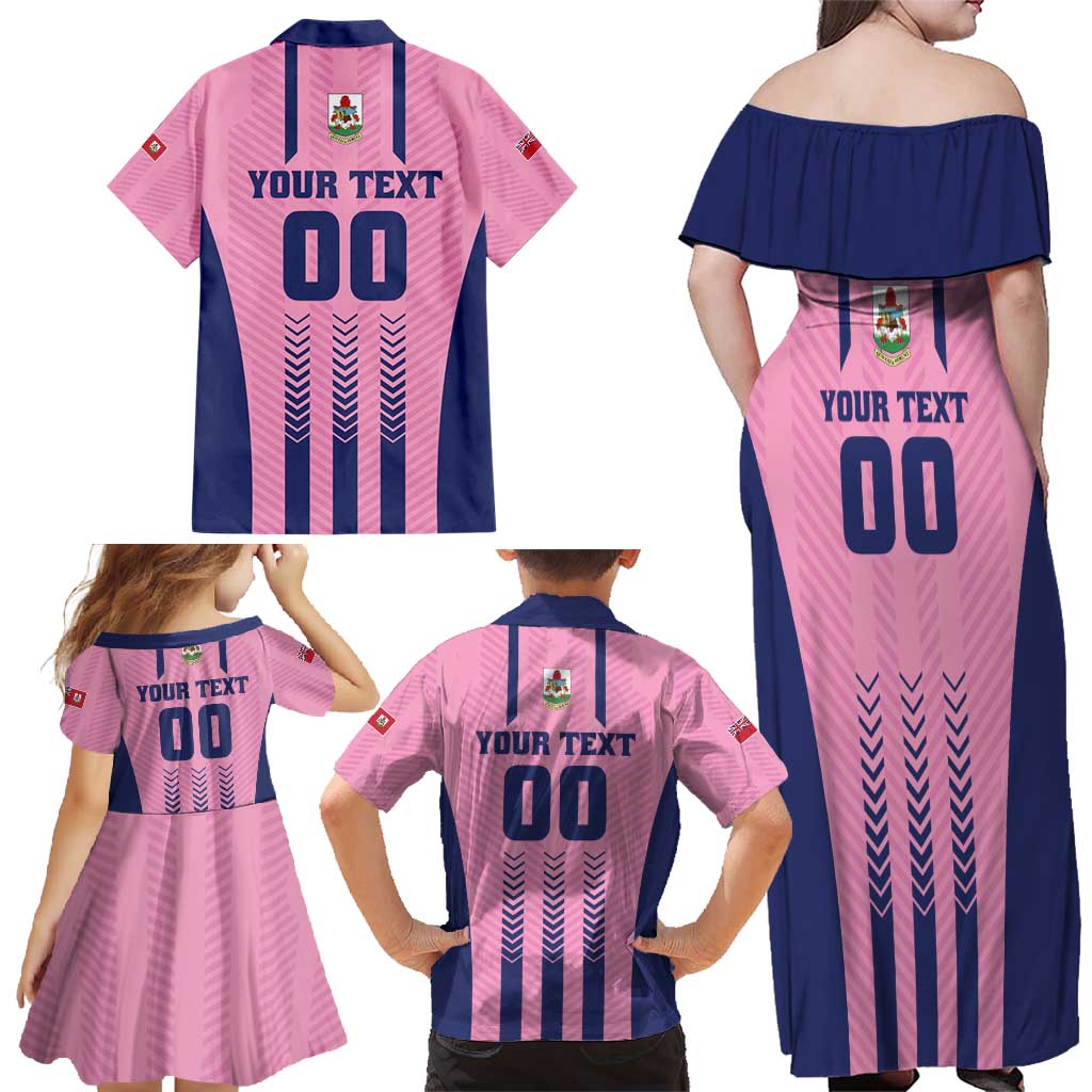 Custom Football Bermuda Family Matching Off Shoulder Maxi Dress and Hawaiian Shirt Gombey Warriors Go Champions - Wonder Print Shop