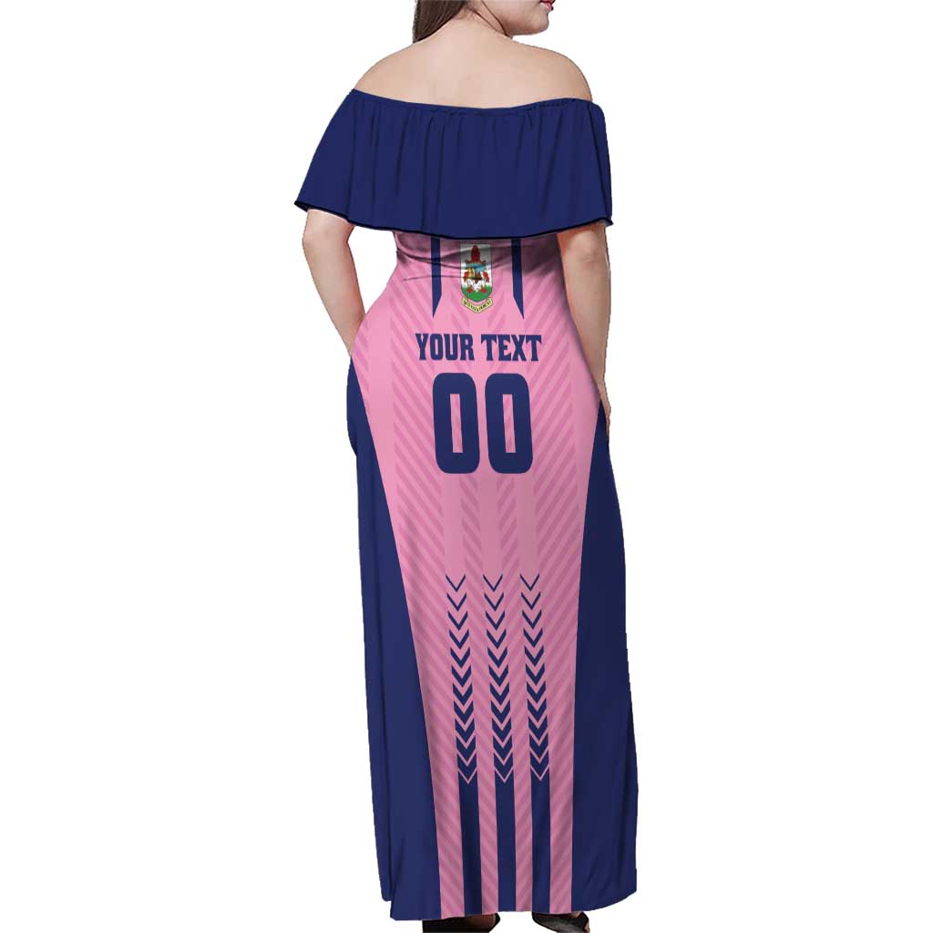 Custom Football Bermuda Family Matching Off Shoulder Maxi Dress and Hawaiian Shirt Gombey Warriors Go Champions - Wonder Print Shop