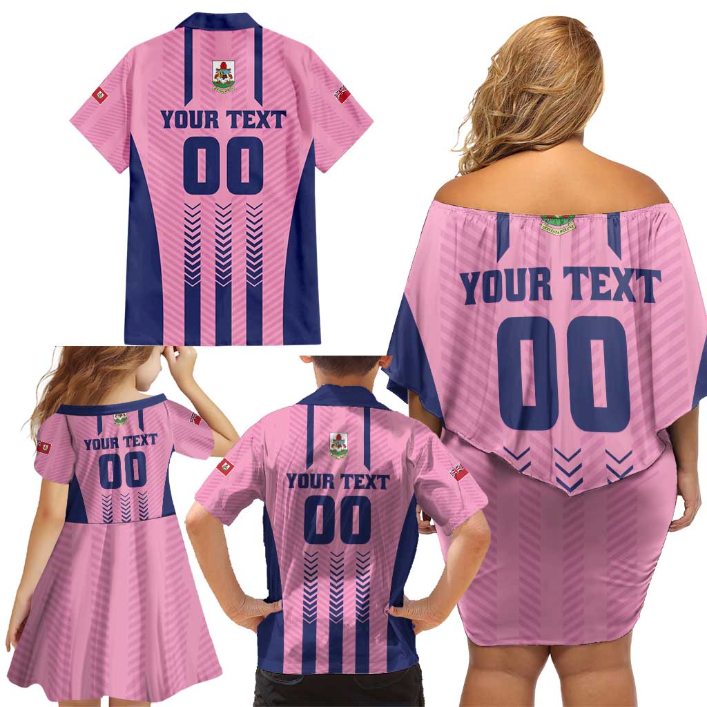 Custom Football Bermuda Family Matching Off Shoulder Short Dress and Hawaiian Shirt Gombey Warriors Go Champions - Wonder Print Shop