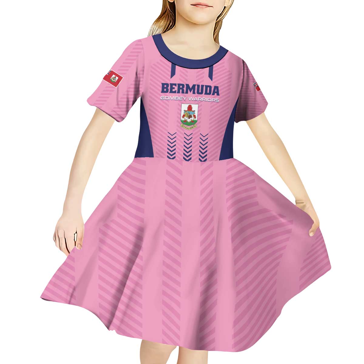 Custom Football Bermuda Kid Short Sleeve Dress Gombey Warriors Go Champions - Wonder Print Shop