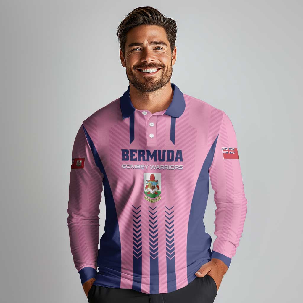 Custom Football Bermuda Long Sleeve Polo Shirt Gombey Warriors Go Champions - Wonder Print Shop