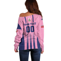 Custom Football Bermuda Off Shoulder Sweater Gombey Warriors Go Champions - Wonder Print Shop