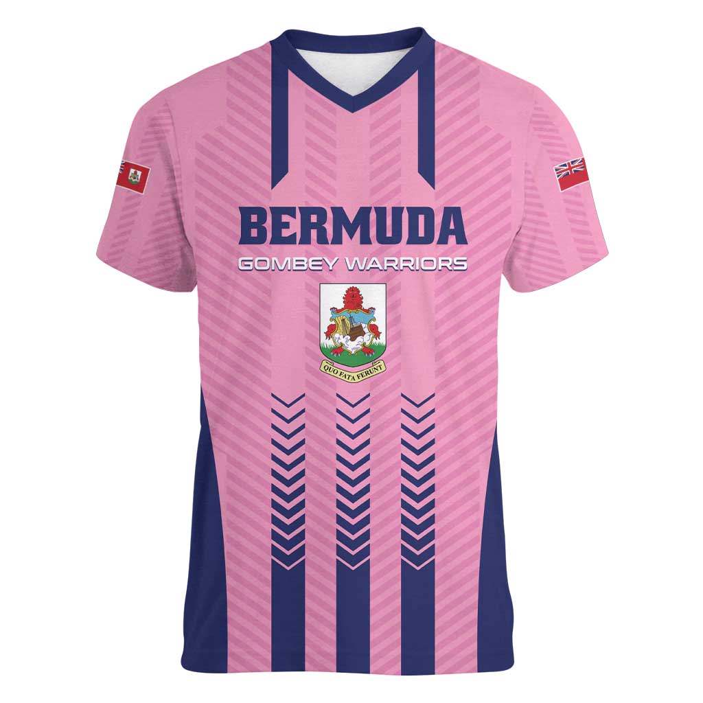 Custom Football Bermuda Women V-Neck T-Shirt Gombey Warriors Go Champions - Wonder Print Shop