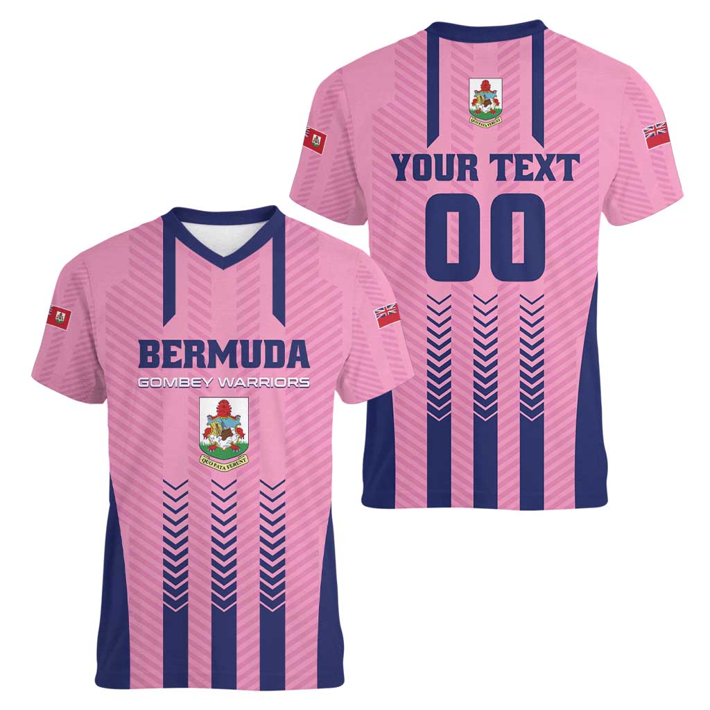 Custom Football Bermuda Women V-Neck T-Shirt Gombey Warriors Go Champions - Wonder Print Shop