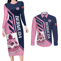 Custom Bermuda Football Couples Matching Long Sleeve Bodycon Dress and Long Sleeve Button Shirt Come On Gombey Warriors - Wonder Print Shop